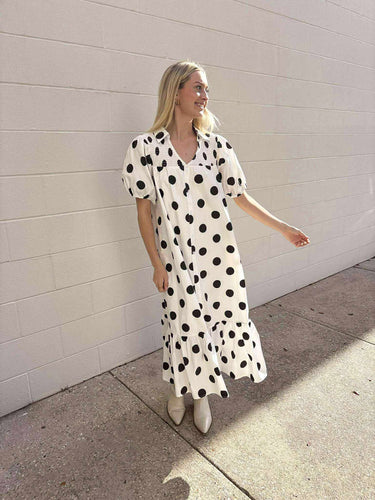 The Statement White Polka Dot Dress