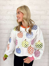 Load image into Gallery viewer, Jordan Amanda Sparkly Gingham Disco Pumpkins Sweatshirt