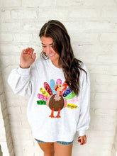 Load image into Gallery viewer, Queen Of Sparkles Grey Rainbow Flower Turkey Sweatshirt