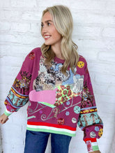 Load image into Gallery viewer, Queen Of Sparkles Maroon Multi Cats In Santa’s Sleigh Sweatshirt