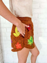 Load image into Gallery viewer, Queen Of Sparkles Brown Multi Leaf Quilted Shorts