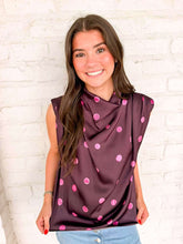 Load image into Gallery viewer, Leave Me There Plum Polka Dot Top