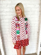 Load image into Gallery viewer, Queen Of Sparkles Red &amp; White Polka Dot Metallic Nutcracker Button Up Cotton
Dress
