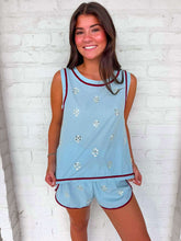Load image into Gallery viewer, Queen Of Sparkles Light Blue Rhinestone Active Shorts