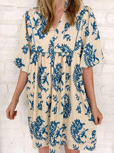 Load image into Gallery viewer, Vineyard View Printed Blue Dress