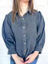 Load image into Gallery viewer, Taking Compliments Black Denim Top
