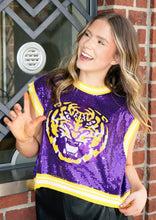 Load image into Gallery viewer, Queen Of Sparkles LSU Full Sequin Mascot Tank