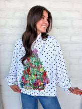 Load image into Gallery viewer, Queen Of Sparkles White &amp; Black Polka Dot Multi Christmas Tree Mockneck