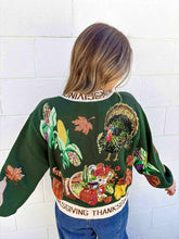 Load image into Gallery viewer, Queen Of Sparkles Dark Green Thanksgiving Button Cardigan