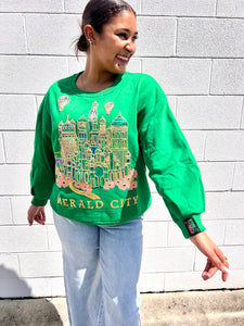 Queen of Sparkles x Wicked Emerald City sequin sweatshirt green gold