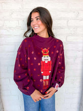 Load image into Gallery viewer, Queen Of Sparkles Red Polka Dot QOS Card Logo Nutcracker Mockneck Sweatshirt