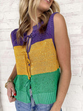 Load image into Gallery viewer, Mardi Gras Sequin Color Block Top