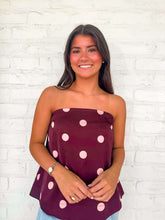 Load image into Gallery viewer, Try Again Burgundy Polka Dot Top