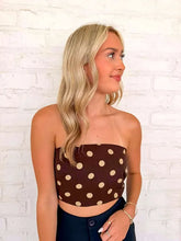 Load image into Gallery viewer, Welcome Back Brown Polka Dot Tube Top