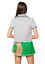 Load image into Gallery viewer, Queen Of Sparkles Black &amp; White Striped Cotton Collar Top