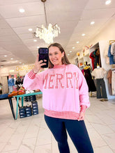 Load image into Gallery viewer, Merry Holidays Pink Gingham Pullover