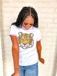 Queen Of Tiger Head Rhinestone Top