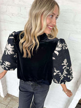 Load image into Gallery viewer, THML Velvet Hours Black Top