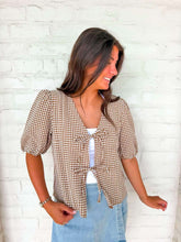 Load image into Gallery viewer, Cozy Cabin Bow Brown Top