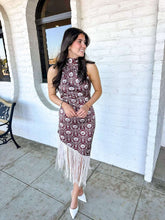 Load image into Gallery viewer, Vintage Vogue Fringe Burgundy Dress