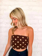 Load image into Gallery viewer, Welcome Back Brown Polka Dot Tube Top