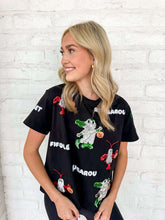 Load image into Gallery viewer, Jordan Amanda Halloween Cajun Crawfish, Alligator, Rougarou Sparkle Top