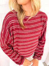 Load image into Gallery viewer, Light Up The Sky Burgundy Stripe Top
