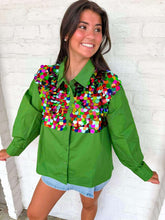 Load image into Gallery viewer, Queen Of Sparkles Dark Green Multi Sequin Paillette Cotton Top