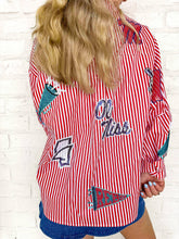 Load image into Gallery viewer, Queen Of Sparkles Ole Miss Mini Icon Stripe Button Down