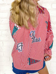 Queen Of Sparkles Ole Miss Mini Icon Stripe Button Down