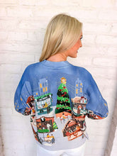 Load image into Gallery viewer, Queen Of Sparkles Dark Blue Multi Christmas Market Cardigan