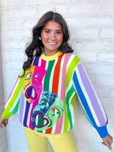 Load image into Gallery viewer, Queen Of Sparkles Rainbow Stripe Mask Sweater
