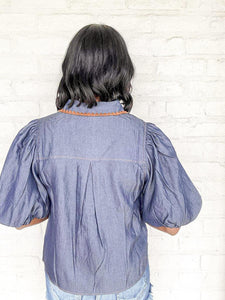 THML Feel It Coming Dark Blue Top