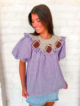 Load image into Gallery viewer, Vintage Smock Purple Gameday Top