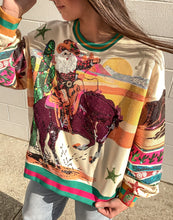 Load image into Gallery viewer, Queen Of Sparkles Multi Vintage Cowboy Santa Sweatshirt