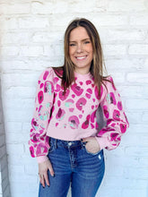 Load image into Gallery viewer, Queen Of Sparkle Pink Sequin Cheetah Top