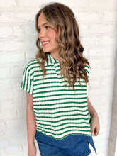 Load image into Gallery viewer, Share A Little Green Stripe Collared Top