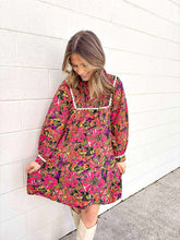 Load image into Gallery viewer, Fall Fever Black Floral Dress