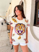 Load image into Gallery viewer, Queen Of Sparkles Licensed LSU Mascot Butterfly Tee