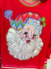 Load image into Gallery viewer, Queen Of Sparkles Red Multi Hat Metallic Santa Sweatshirt