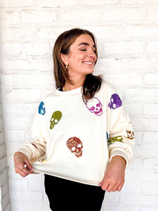 Queen Of Multi Skeleton Sweater Cream