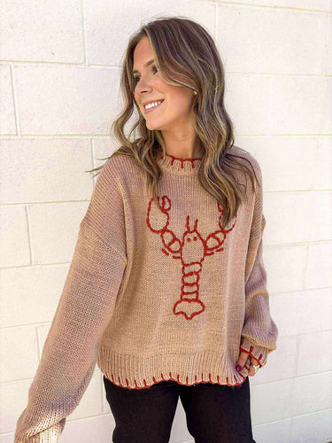 Lobster Love Taupe Sweater