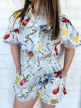 Load image into Gallery viewer, Queen Of Sparkles Seafood &amp; Newspaper Romper