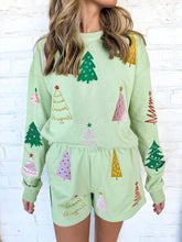 Load image into Gallery viewer, Queen Of Mint Green Christmas Tree Embroidered Shorts