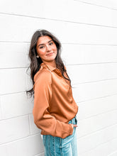 Load image into Gallery viewer, Search For More Brown Satin Top