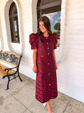 Load image into Gallery viewer, Take A Moment Burgundy Jacquard Midi Dress