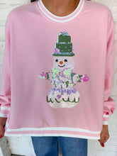 Load image into Gallery viewer, Jordan Amanda Sparkly Pink Iridescent Snowman Sweatshirt