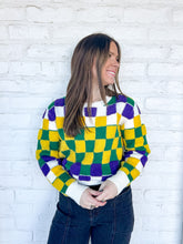 Load image into Gallery viewer, Queen of Mardi Checkered Sweater