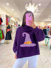 Load image into Gallery viewer, Queen Of Sparkles Dark Purple Gingham Witch Hat Mockneck
