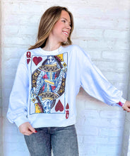 Load image into Gallery viewer, Queen Of Sparkles White Queen Of Hearts Card Sweatshirt